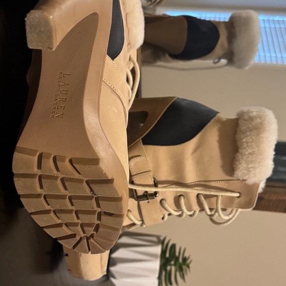 Lauren Ralph Lauren Beige Lace-Up Winter Boots - Picture 6 of 6